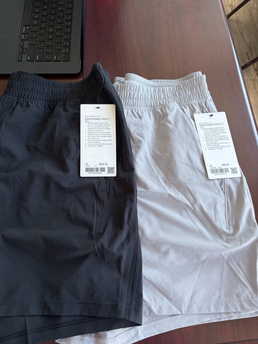 lululemon athletica Men’s Pace Breaker Shorts - Black & Light Gray